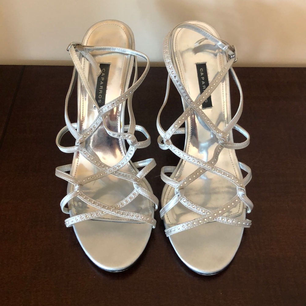 **Silver Caparros Strappy Sandals